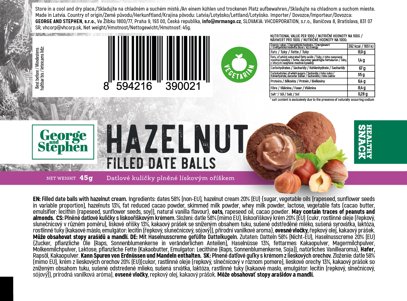 Datlové kuličky - lískový oříšek